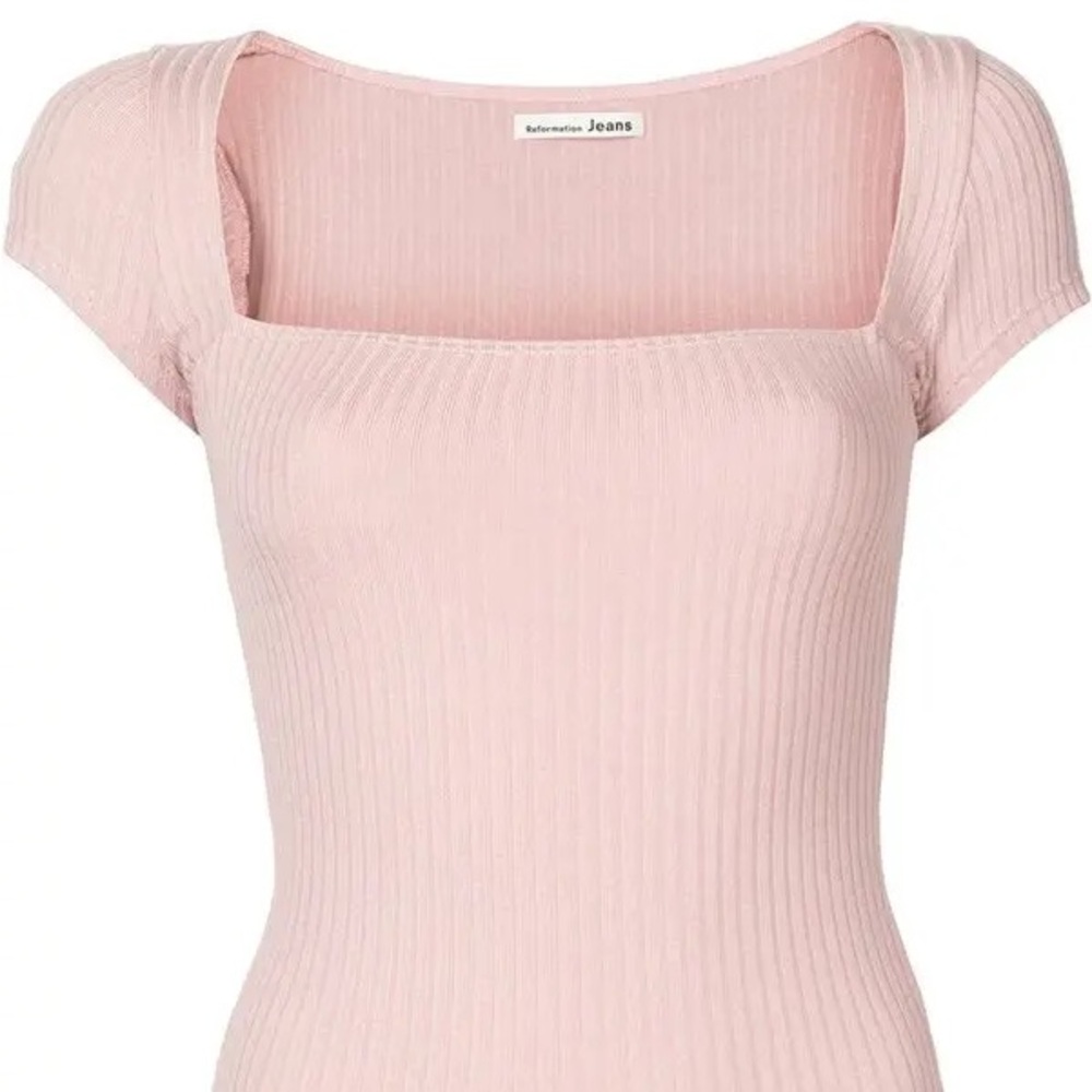 Reformation Pink “Bardot” Ribbed Top - Size S